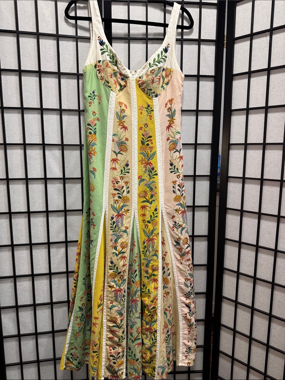 FARM Rio defect Delicate Floral Stripes Linen Blend Maxi Dress 🌼 - Picture 10 of 16